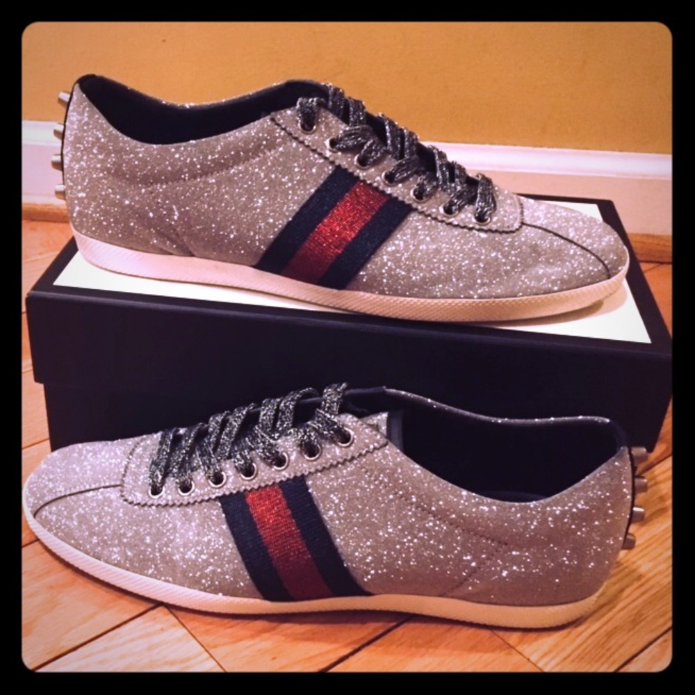 Gucci Bambi silver glitter sneakers 42